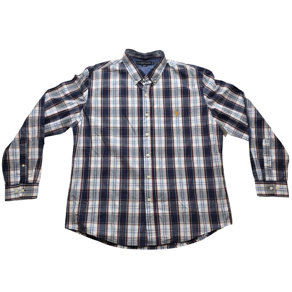 U.S. Polo Assn Plaid Button Down Shirt‎ Preppy Casual XL